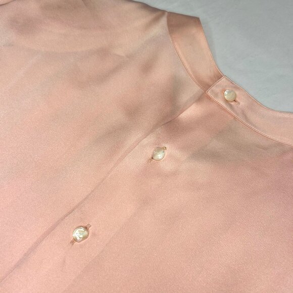 CHANEL Vintage Pleated Button Up Blouse in Pale Pink Silk - Picture 11 of 11
